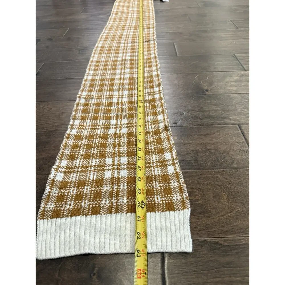 Timberland Plaid Unisex Scarf Brown White Color One Size 63x9 NWT NEW $60